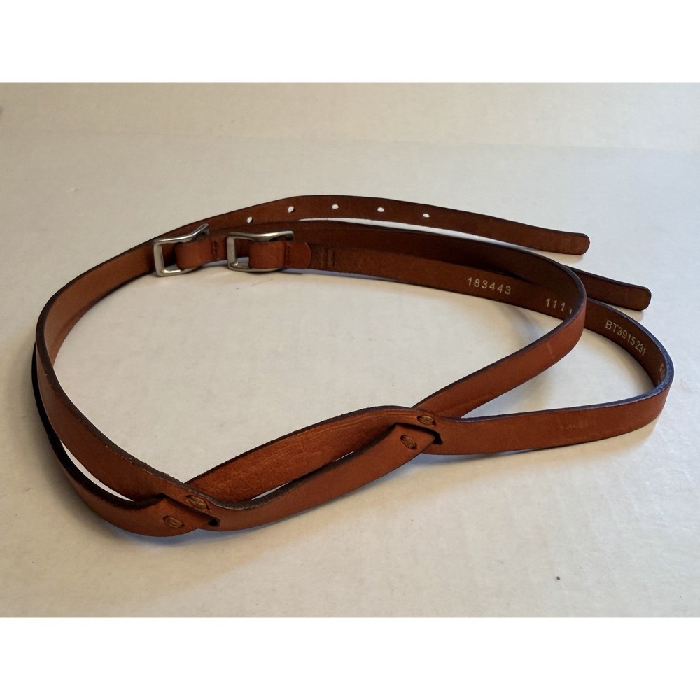 Fossil Women's Size Small Leather Double Skinny Straps Crossover Pattern Belt